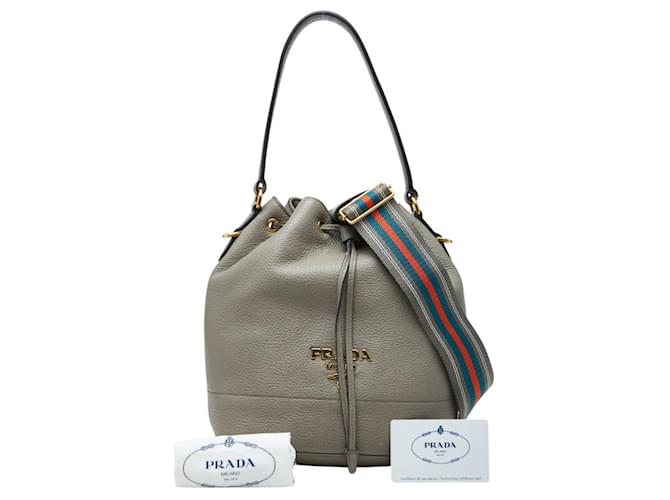 Borsa a mano e borsa a tracolla con logo Prada Grigio - vista 10