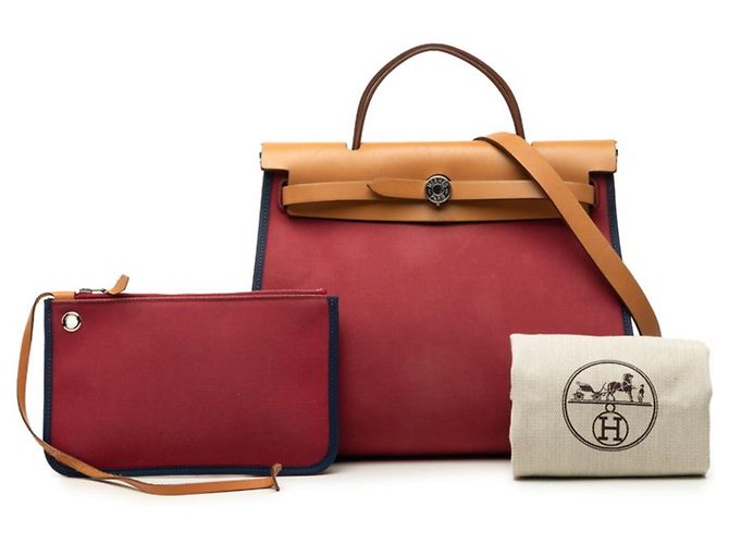 Hermès Hermes Herbag Zip PM Handtasche Rot Marineblau - Ansicht 9