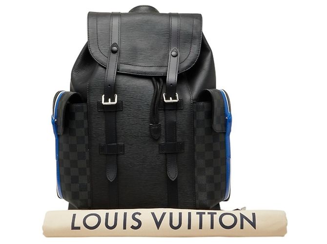 Zaino Louis Vuitton Epi Damier Graphite Christopher PM Nero Blu - vista 12