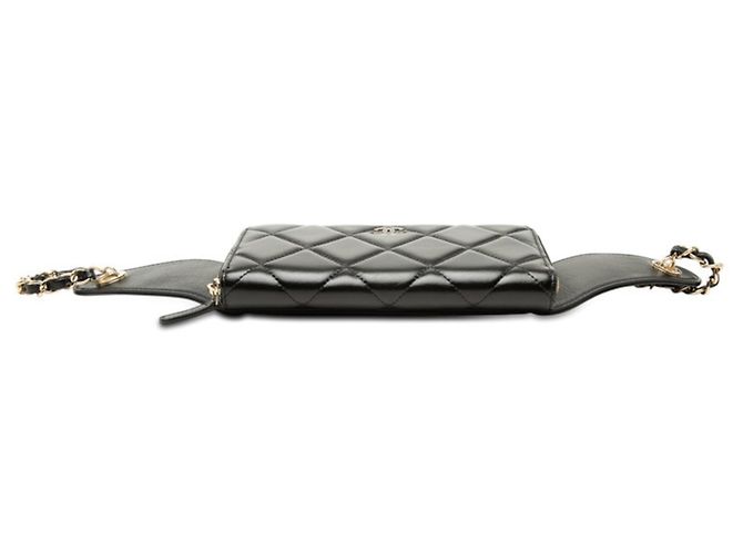 Cambon Portafoglio Chanel Coco Mark Matelassé in agnello nero - vista 3