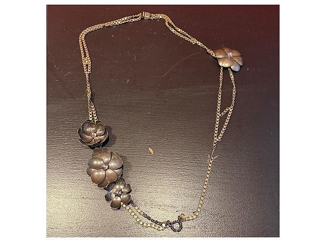 Collana Louis Vuitton 07 AW Runway Brass Chain Flower Bronzo - vista 2