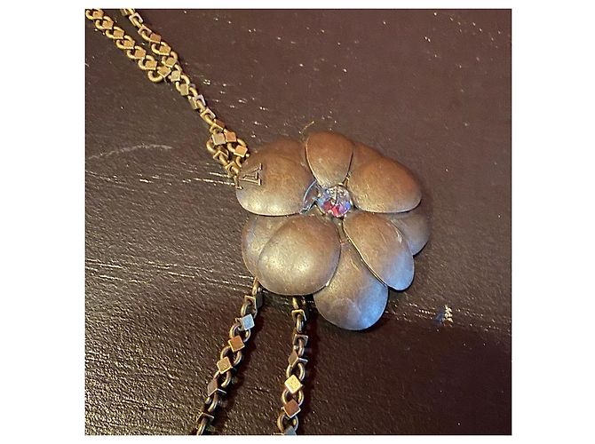 Collana Louis Vuitton 07 AW Runway Brass Chain Flower Bronzo - vista 4