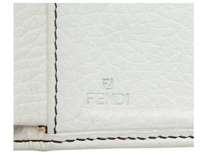 Fendi Zucchino Logo Charm Tri-fold Wallet Brown White - view 10