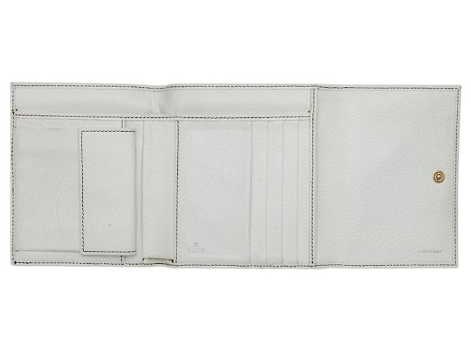 Fendi Zucchino Logo Charm Tri-fold Wallet Brown White - view 6