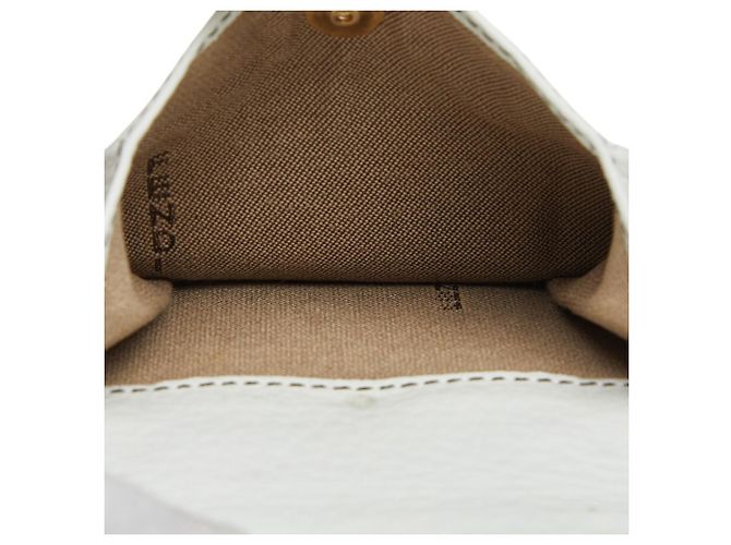 Fendi Zucchino Logo Charm Tri-fold Wallet Brown White - view 7