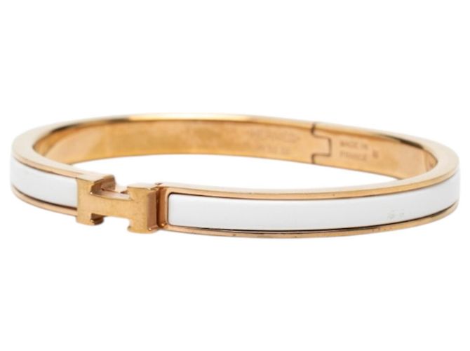 Hermès Hermes Mini Click H Charm Armband Weiß Golden - Ansicht 2