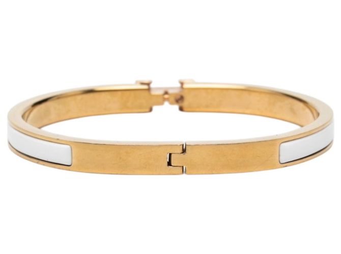 Hermès Hermes Mini Click H Charm Armband Weiß Golden - Ansicht 3