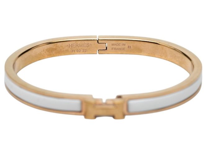 Hermès Hermes Mini Click H Charm Armband Weiß Golden - Ansicht 4