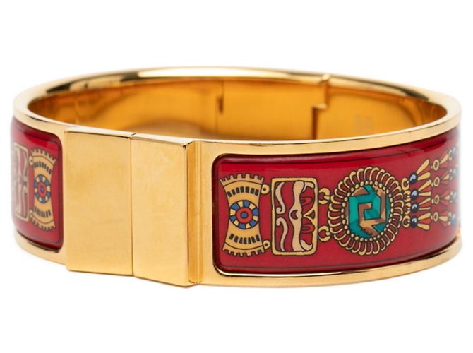 Hermès Pulsera Bangle Hermes Email GM Loquet Cloisonné Roja Multicolor Dorado - vista 2