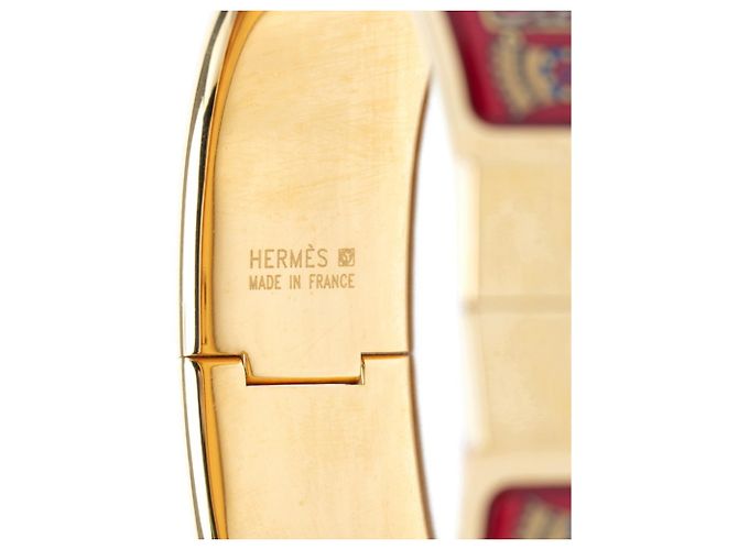 Hermès Pulsera Bangle Hermes Email GM Loquet Cloisonné Roja Multicolor Dorado - vista 4