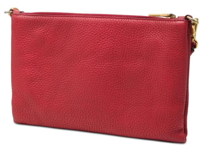 Borsa a tracolla e clutch con placca logo Triangle Prada Rosso - vista 2