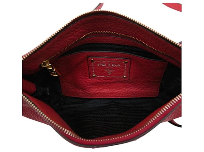 Borsa a tracolla e clutch con placca logo Triangle Prada Rosso - vista 4