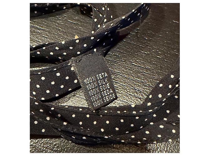 Choker in seta con pendente in cristallo Saint Laurent Nero Bianco - vista 4