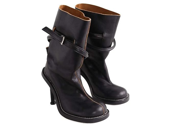 Botas Acne Studios de piel negra con hebilla Negro - vista 3