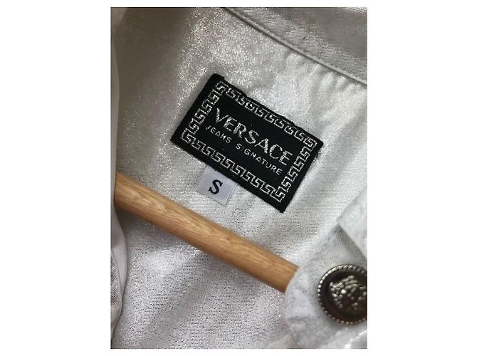Medusa Camicia Versace Bianca in Cotone e Paillettes Bianco - vista 4
