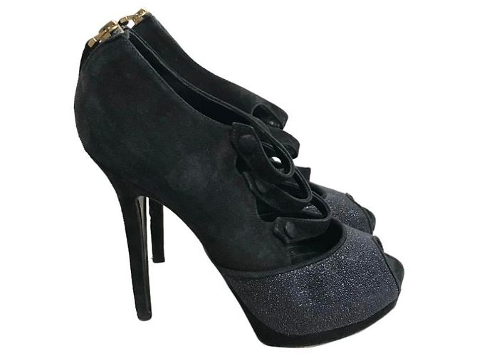 Fendi Black Suede Open Toe Boots Size 36 - view 8