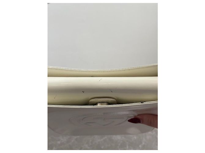 Borsa a mano Gucci in pelle vernice bianca con logo GG Bianco - vista 11