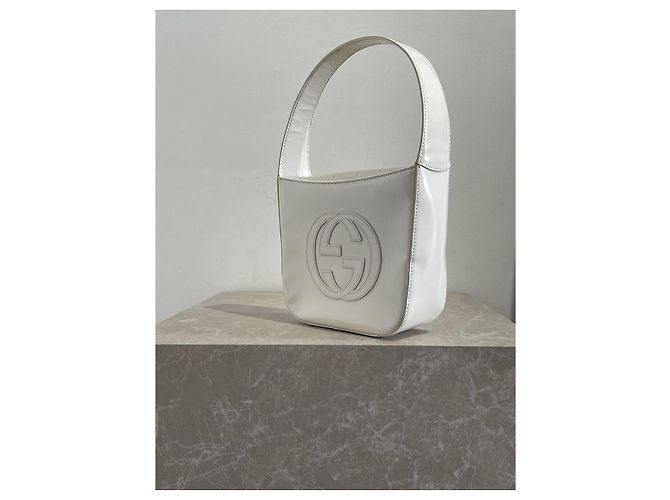 Borsa a mano Gucci in pelle vernice bianca con logo GG Bianco - vista 2
