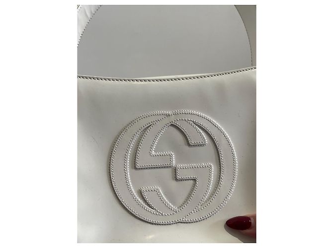 Borsa a mano Gucci in pelle vernice bianca con logo GG Bianco - vista 6
