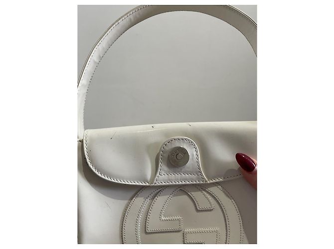 Borsa a mano Gucci in pelle vernice bianca con logo GG Bianco - vista 7