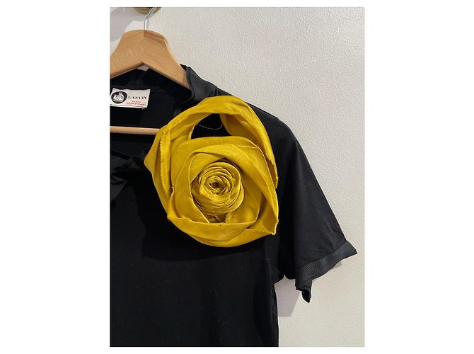 Camiseta Lanvin de algodón negro con flor de seda XS - vista 2