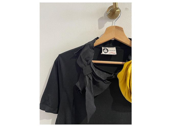 Camiseta Lanvin de algodón negro con flor de seda XS - vista 3