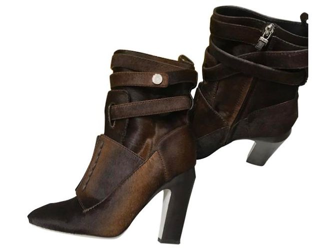 Botas Fendi de piel de becerro marrón Talla 39 Castaño - vista 8
