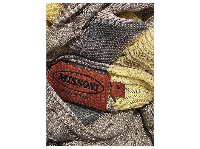 Poncho Missoni beige e giallo in viscosa e cotone - vista 4