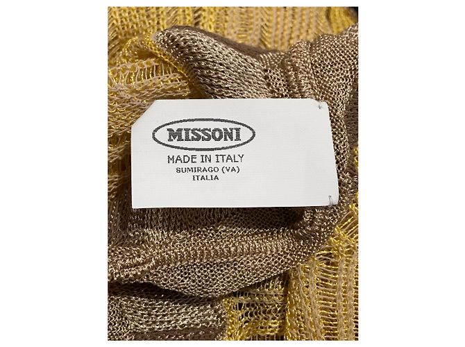 Poncho Missoni beige e giallo in viscosa e cotone - vista 5