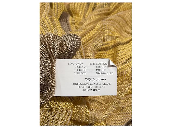 Poncho Missoni beige e giallo in viscosa e cotone - vista 6