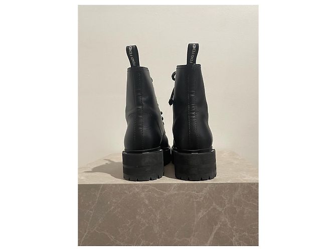 Stivaletti Rangers Fendi neri T.39 Nero - vista 4