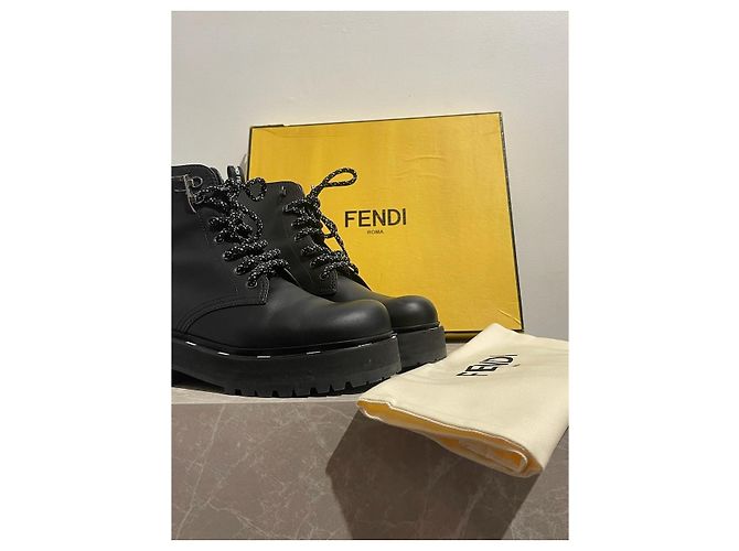 Stivaletti Rangers Fendi neri T.39 Nero - vista 9