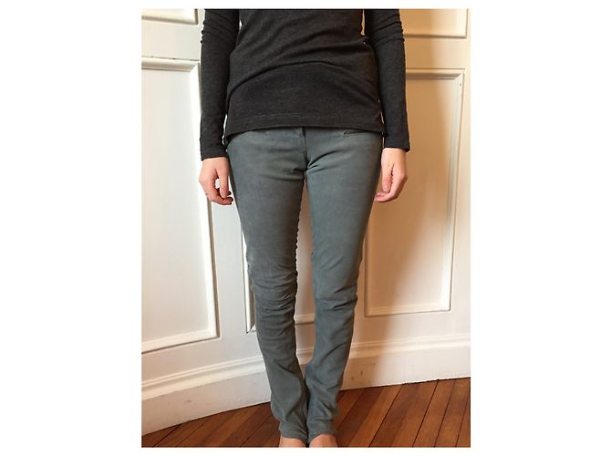 Autre Marque Pantalón de ante gris T.36 - vista 2