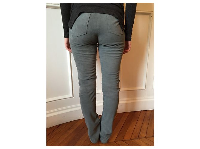 Autre Marque Pantalón de ante gris T.36 - vista 3