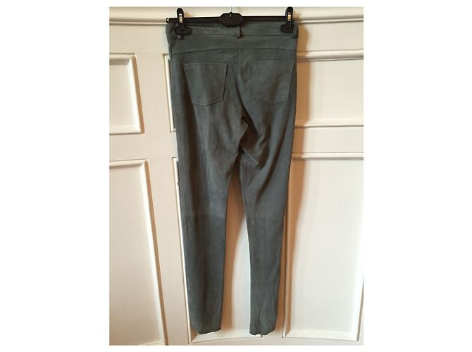 Autre Marque Pantalón de ante gris T.36 - vista 4