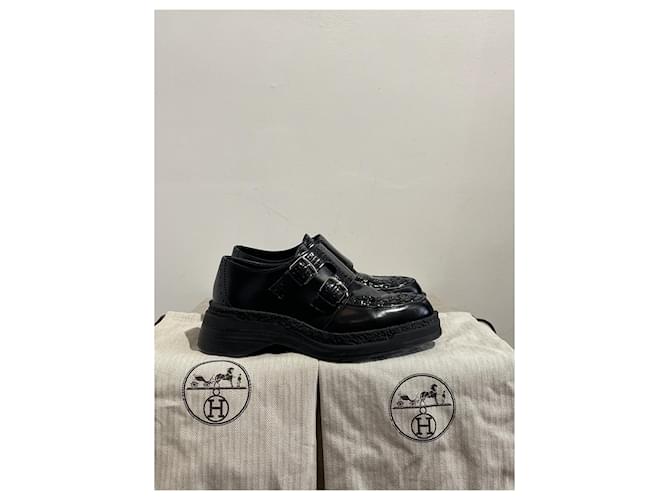 Hermès Derbies Hermes nere T.37 Nero - vista 7