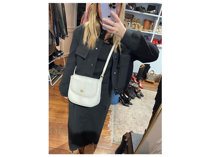 Borsa a tracolla Gucci in pelle bianca con logo GG Bianco - vista 14