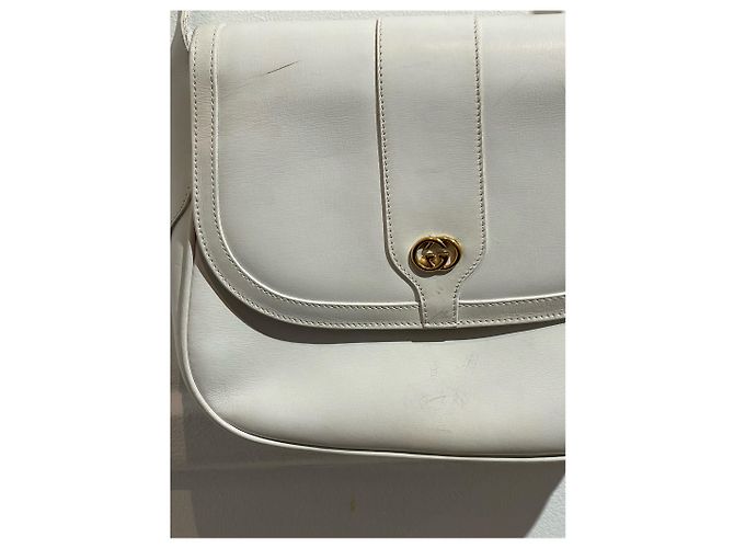 Borsa a tracolla Gucci in pelle bianca con logo GG Bianco - vista 5