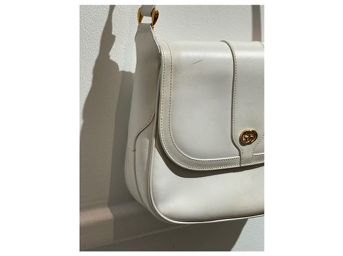Borsa a tracolla Gucci in pelle bianca con logo GG Bianco - vista 7