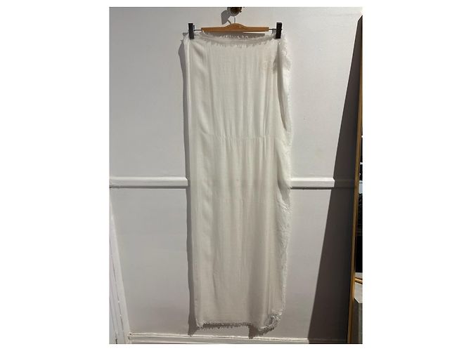 Chanel Scarf White Modal and Cashmere with CC Logo - view 5