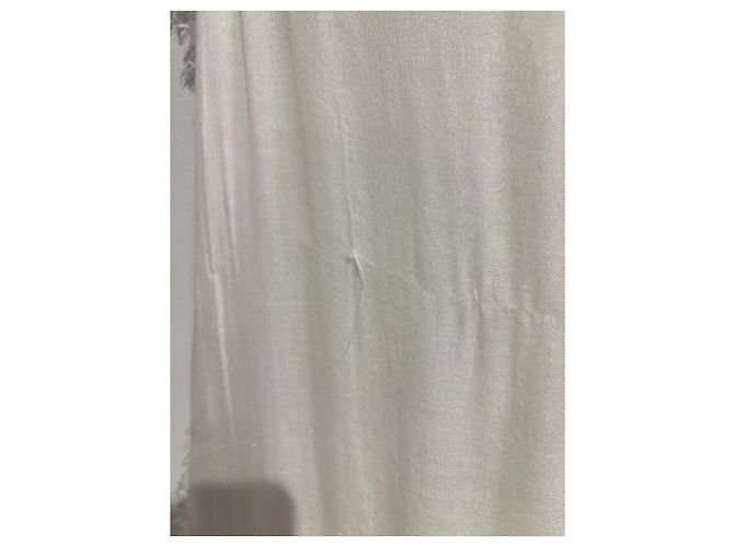 Chanel Scarf White Modal and Cashmere with CC Logo - view 7
