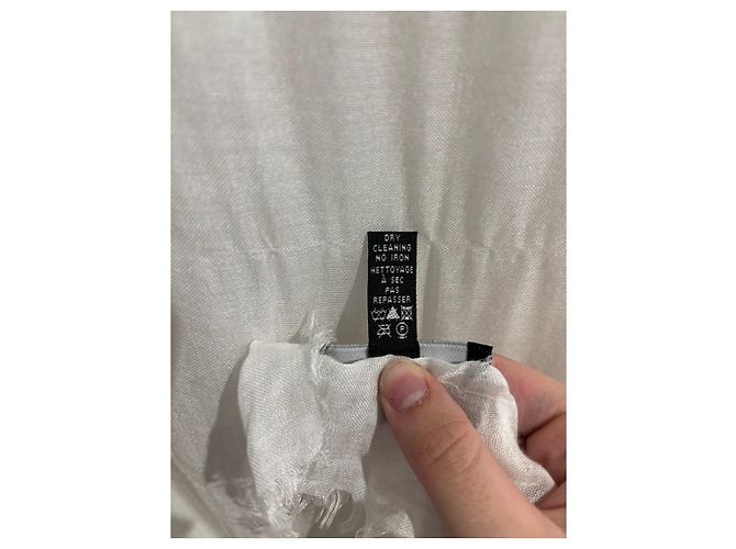 Chanel Scarf White Modal and Cashmere with CC Logo - view 9