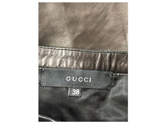 Falda Gucci cuero negro T.34 - vista 6