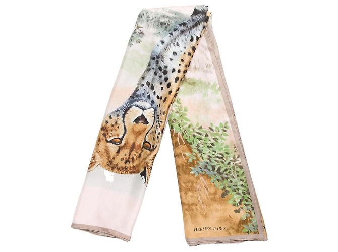 Hermès Hermes Halstuch 140 Acinonyx Jubatus NEU Beige - Ansicht 2