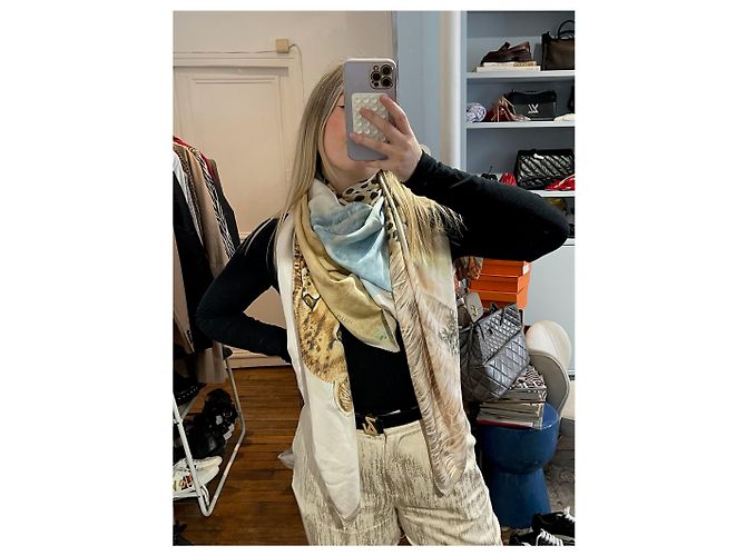 Hermès Hermes Halstuch 140 Acinonyx Jubatus NEU Beige - Ansicht 8