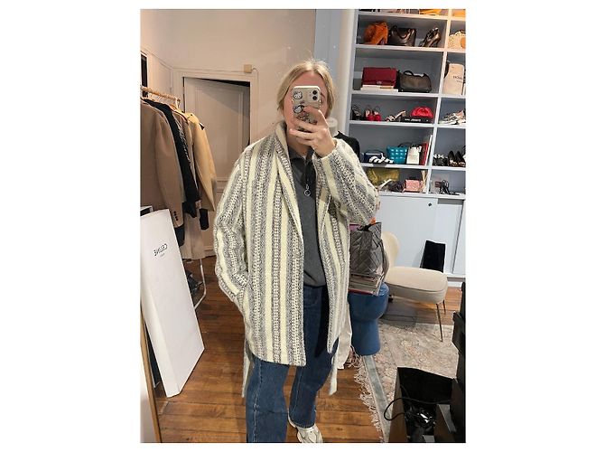 Iro Strickjacke mit Streifen Beige XS - Ansicht 5