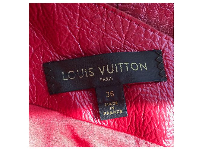 Vestido Louis Vuitton de cuero T.36 Roja - vista 4