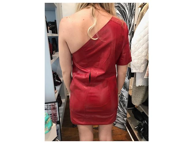 Vestido Louis Vuitton de cuero T.36 Roja - vista 7