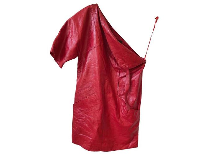 Vestido Louis Vuitton de cuero T.36 Roja - vista 8