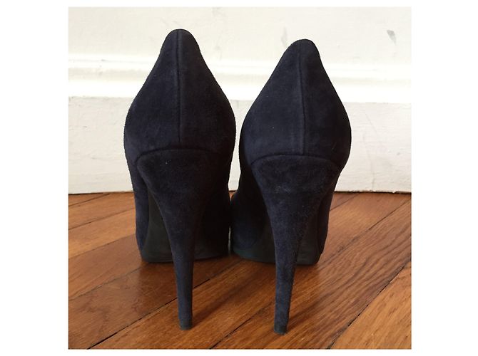 Décolleté Fendi in scamosciato blu navy taglia 36 - vista 4